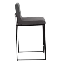 New Kirklands Home Fiji Charcoal Upholstered Counter Stools, Set of 3 Gray
