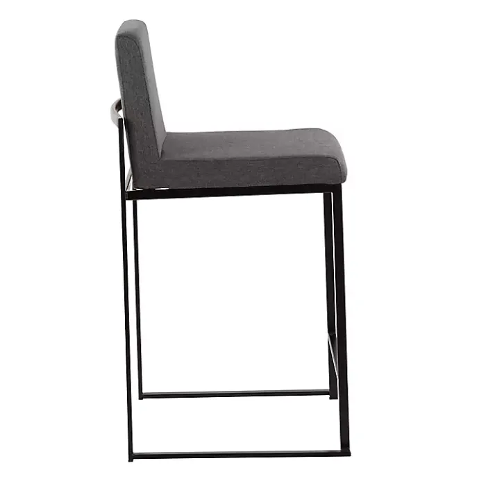New Kirklands Home Fiji Charcoal Upholstered Counter Stools, Set of 3 Gray