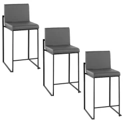 Sale Kirklands Home Fiji Faux Leather Counter Stools, Set of 3 Gray