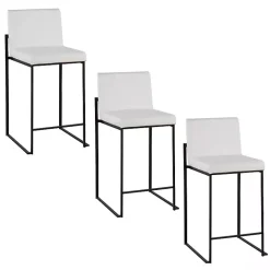 Clearance Kirklands Home Fiji Faux Leather Counter Stools, Set of 3 White
