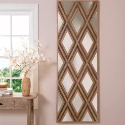 Hot Kirklands Home Fir Wood Diamond Mirrored Wall Plaque
