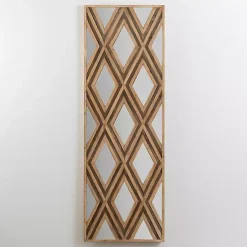 Hot Kirklands Home Fir Wood Diamond Mirrored Wall Plaque