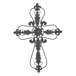 Sale Kirklands Home Fleur De Lis Metal Cross Wall Plaque Brown