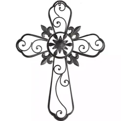 Outlet Kirklands Home Fleur De Lis Traditional Metal Cross Wall Plaque Brown