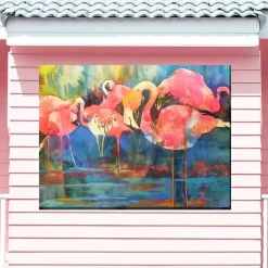 New Kirklands Home Flirty Flamingos Outdoor Canvas Art Print Multi