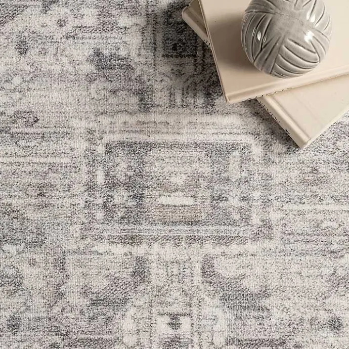 Sale Kirklands Home Flo Vintage Medallion Washable Area Rug, 5x8 Gray