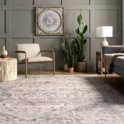 Sale Kirklands Home Flo Vintage Medallion Washable Area Rug, 5x8 Gray