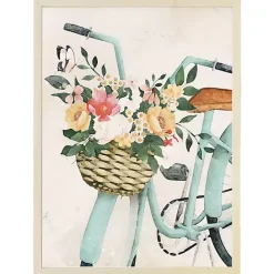 New Kirklands Home Floral Bike Basket Framed Art Print