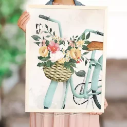 New Kirklands Home Floral Bike Basket Framed Art Print