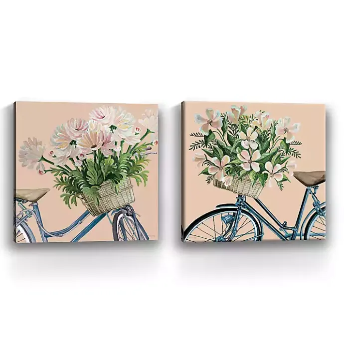 Online Kirklands Home Floral Bikes Canvas Art Prints, Set of 2