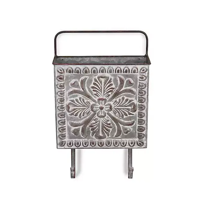 Kirklands Home Floral Embossed Metal Wall Pocket
