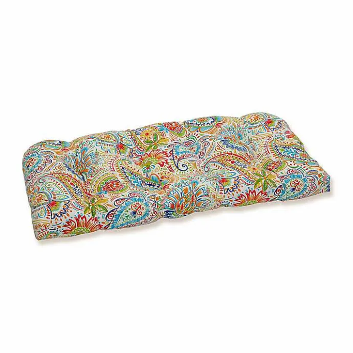 Kirklands Home Floral Paisley Tufted Outdoor Settee Cushion