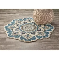 Hot Kirklands Home Floral Round Edged Area Rug, 6 ft.