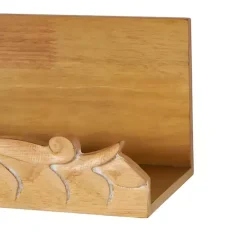 Clearance Kirklands Home Floral Scroll Natural Wood Wall Shelf