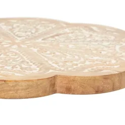 New Kirklands Home Floral Wood Lazy Susan Cake Stand Brown