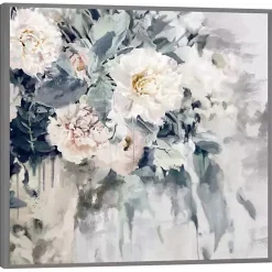Outlet Kirklands Home Flower Impressions Framed Canvas Art Print Gray