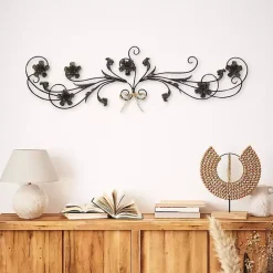 Discount Kirklands Home Flower Scroll Metal Wall Plaque Black