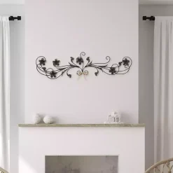Discount Kirklands Home Flower Scroll Metal Wall Plaque Black