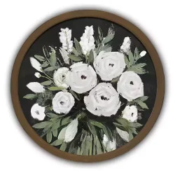 Discount Kirklands Home Flowers on Black Background Brown Framed Art Print