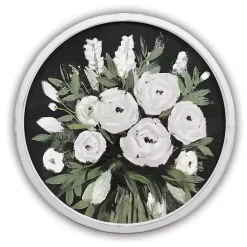 Discount Kirklands Home Flowers on Black Background White Framed Art Print