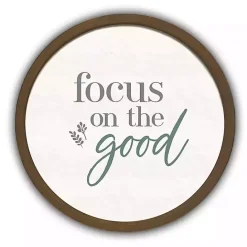 New Kirklands Home Focus on the Good Round Framed Plaque Brown