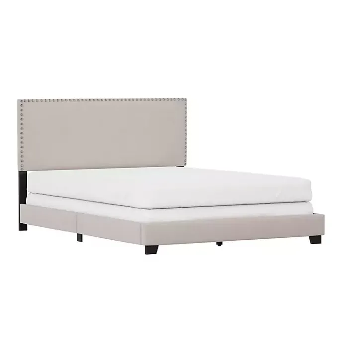 Online Kirklands Home Fog Upholstered Nailhead Trim Queen Bed Gray