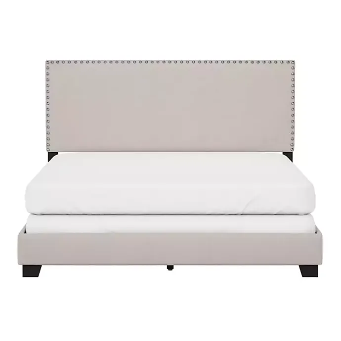 Online Kirklands Home Fog Upholstered Nailhead Trim Queen Bed Gray