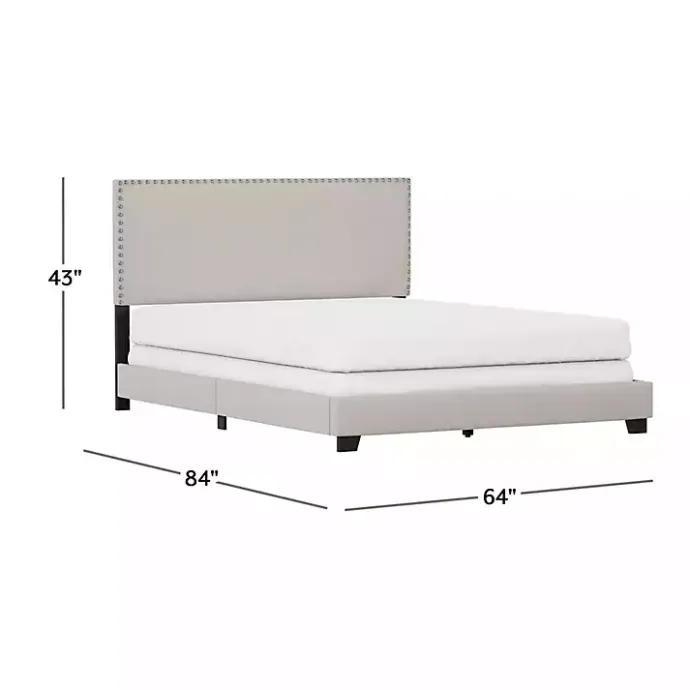 Online Kirklands Home Fog Upholstered Nailhead Trim Queen Bed Gray
