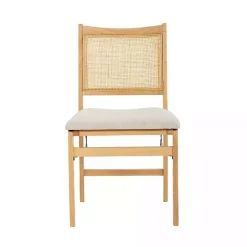 Online Kirklands Home Folding Rat Cane Back Cushioned Chair Tan