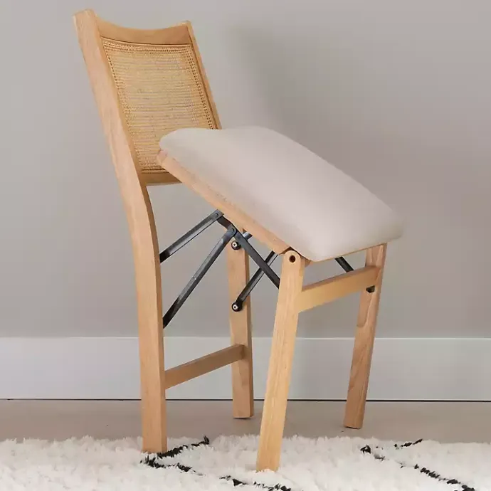 Online Kirklands Home Folding Rat Cane Back Cushioned Chair Tan