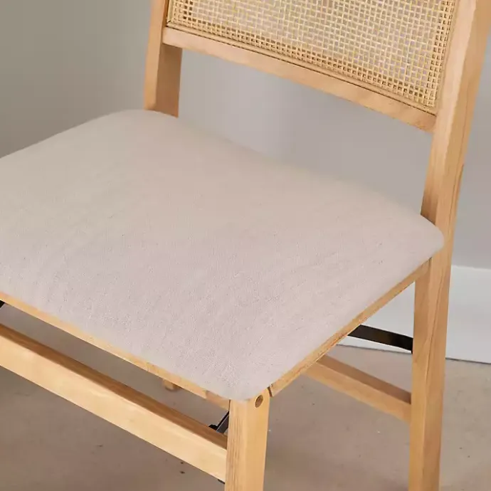 Online Kirklands Home Folding Rat Cane Back Cushioned Chair Tan