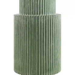 New Kirklands Home Forest Green Ribbed Table Lamp White