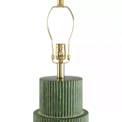 New Kirklands Home Forest Green Ribbed Table Lamp White