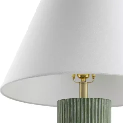 New Kirklands Home Forest Green Ribbed Table Lamp White