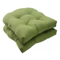 Kirklands Home Forest Tufted Outdoor Wicker Cushions, Set of 2 Green