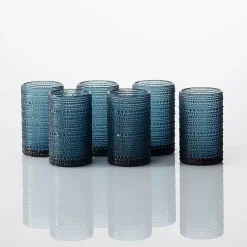 Online Kirklands Home Fortessa Cornflower Bead Tall Glasses, Set of 6 Blue