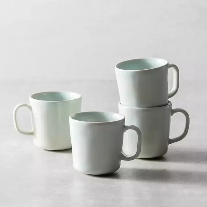 New Kirklands Home Fortessa Cypress Ceramic Mugs, Set of 4 Blue