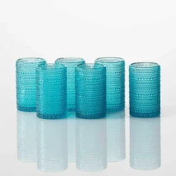 Online Kirklands Home Fortessa Lagoon Bead Tall Glasses, Set of 6 Blue