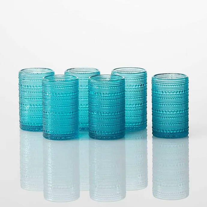 Online Kirklands Home Fortessa Lagoon Bead Tall Glasses, Set of 6 Blue