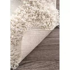 New Kirklands Home Francis Diamond Shaggy Area Rug, 6x9 White