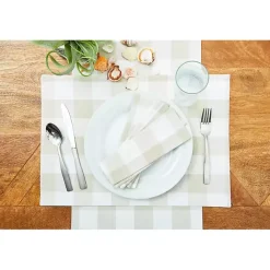 Discount Kirklands Home Franklin Pebble Gingham Table Runner Tan