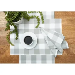 Kirklands Home Franklin Slate Gingham Napkins, Set of 6 Gray