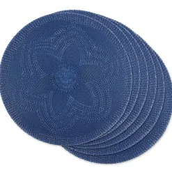Clearance Kirklands Home French Woven Round Placemats, Set of 6 Blue