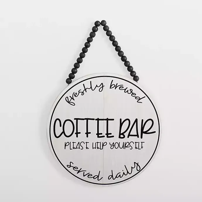 Hot Kirklands Home Freshly Brewed Coffee Round Beaded Wall Plaque