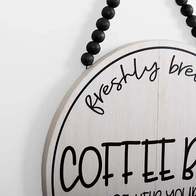 Hot Kirklands Home Freshly Brewed Coffee Round Beaded Wall Plaque