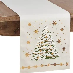 Outlet Kirklands Home Frosted Christmas Tree and Snowflakes Table Runner