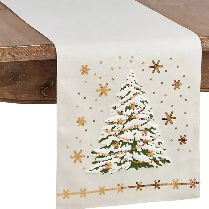 Outlet Kirklands Home Frosted Christmas Tree and Snowflakes Table Runner