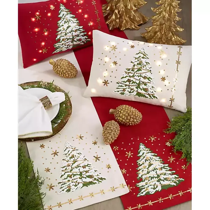 Outlet Kirklands Home Frosted Christmas Tree and Snowflakes Table Runner