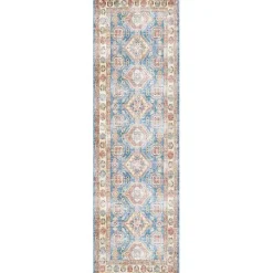 New Kirklands Home Fulton Vintage Medallion Runner, 2x7 Blue