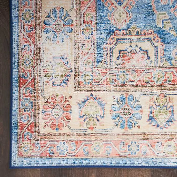 New Kirklands Home Fulton Vintage Medallion Runner, 2x7 Blue